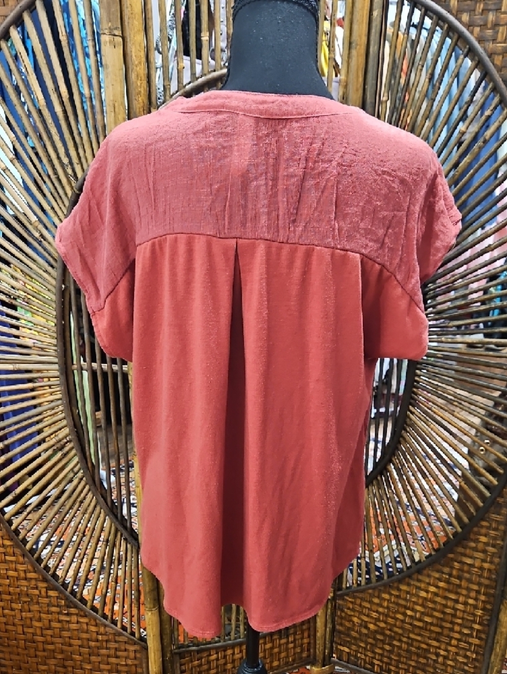 PerSeption Concept Dusty Rose Tie-Front Short Sleeve Blouse - Picture 2 of 5